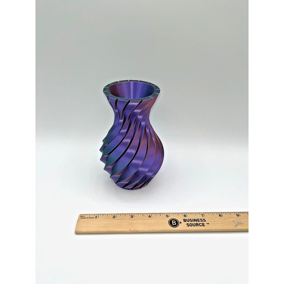3D Printed Swirled Modern Flower Vase Multi Color Metallic Purple Pink Blue OOAK - Picture 15 of 16